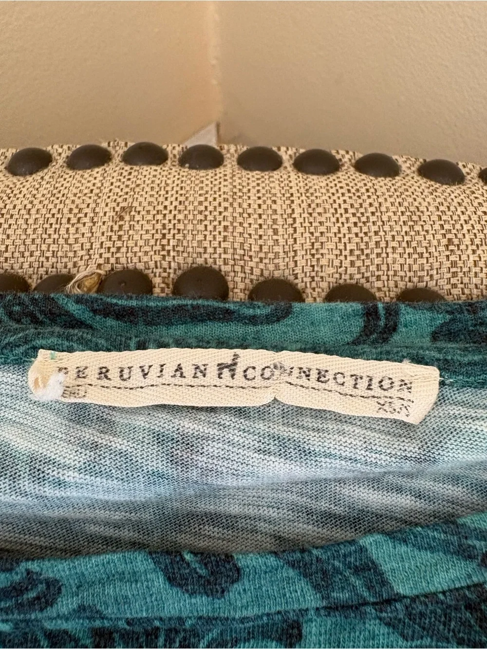 Peruvian Connection Teal and Blue Foral Top XS/S - Picture 3 of 4